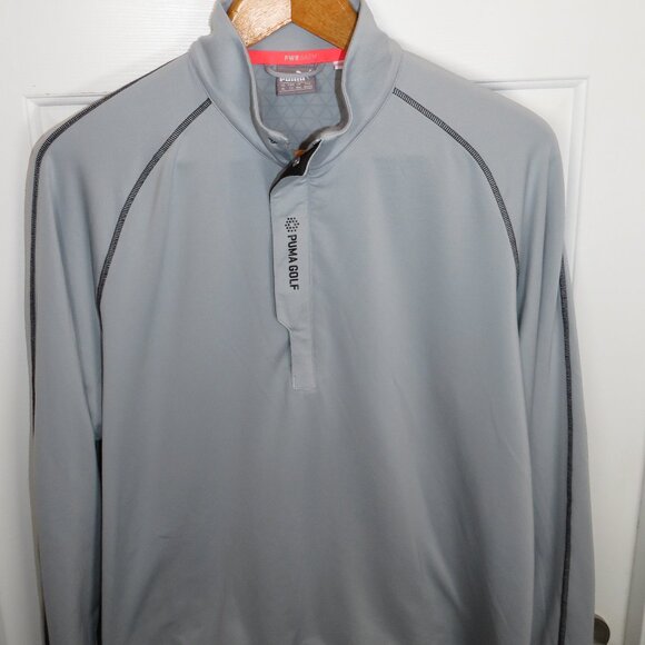 Puma Golf 1/4 Zip Popover PWR Warm Performance Men's Size XL Gray/Black Logo She - Picture 2 of 6